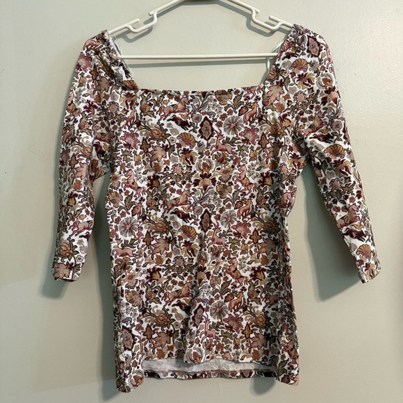 Ted Baker Britani Wildlife print U-bar Cotton blend Top Boho Whimsical Size 3 - Picture 7 of 9